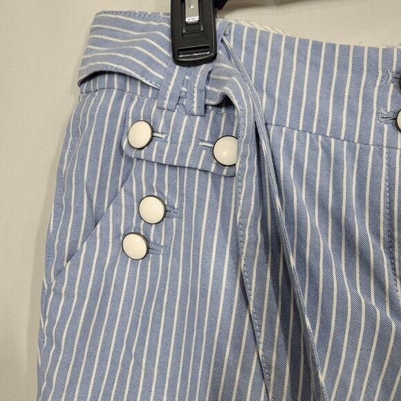 Leifsdottir Blue and White Nautical Bermuda Shorts with Sash Belt Size 8 - Picture 6 of 8